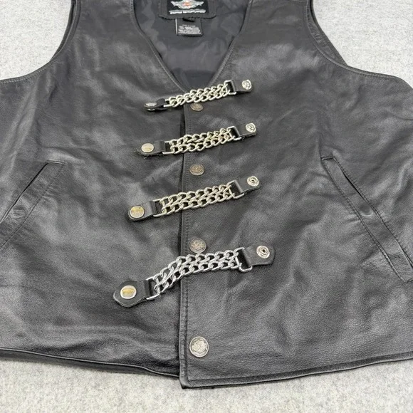 Vtg Harley Davidson Pathway Leather Vest Mens XL 98103-02VM Snap Chain Extenders - Picture 4 of 13